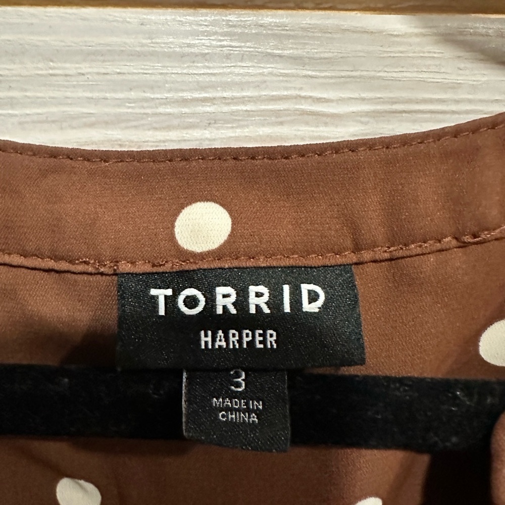 Torrid Chocolate Polka Dot Blouse - Picture 5 of 8
